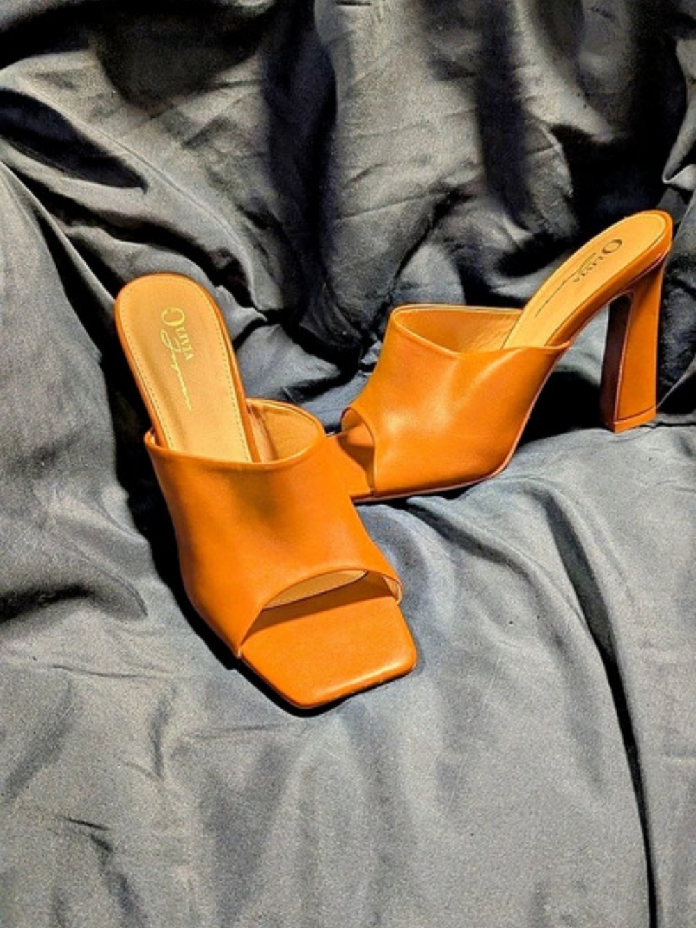 Olivia Miller Square Toe Heels in Orange US 10 Like New